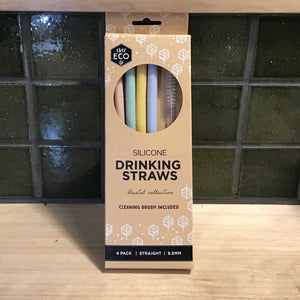 Ever Eco Straws 4Pack+Brush Silicone Pastel Straight